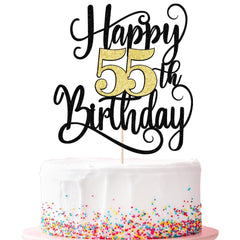 Ruscalin happy 55th birthday cake topper with a sparkling surface for festive desserts.
