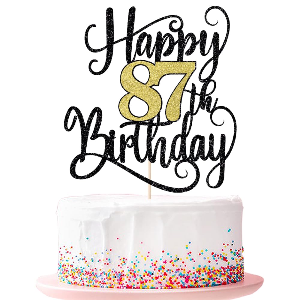 Ruscalin happy 87th birthday cake topper on cake for a festive centerpiece.