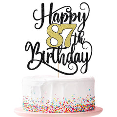 Ruscalin happy 87th birthday cake topper on cake for a festive centerpiece.