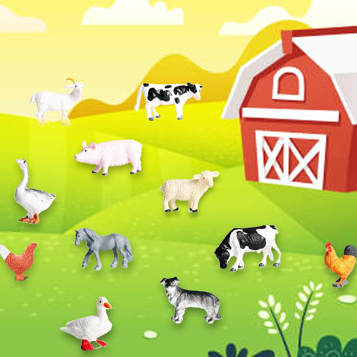 RUSON cow figurine miniatures perfect for dioramas and classroom displays.