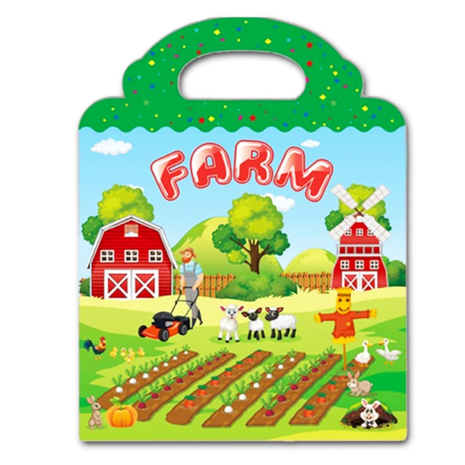 RUSON farm stickers book cover with vibrant farm scenes for imaginative play
