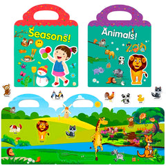RUSON reusable sticker book animals scene helps kids recognize creatures
