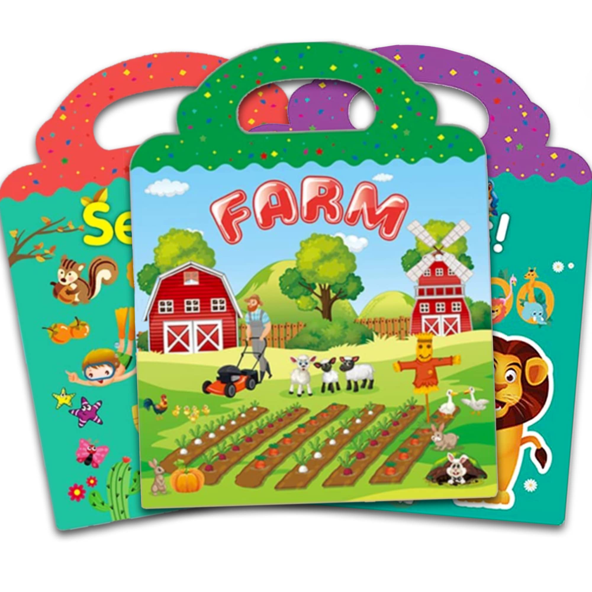 RUSON reusable sticker book farm scene promotes imaginative storytelling