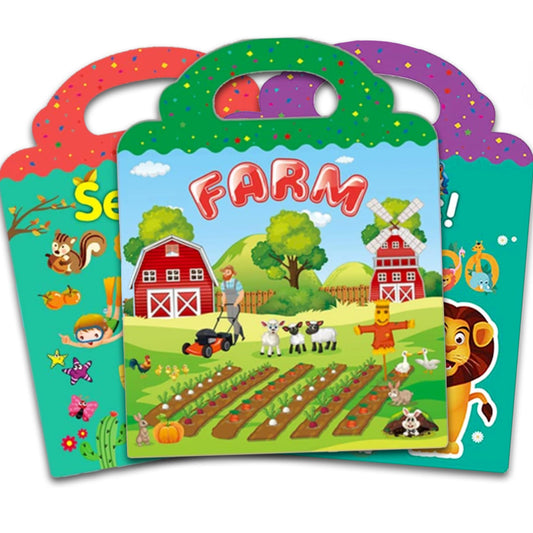 RUSON reusable sticker book farm scene promotes imaginative storytelling