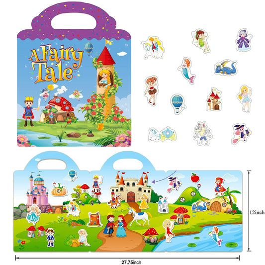 RUSON reusable sticker book—scene inside image, supports imaginative play with waterproof stickers