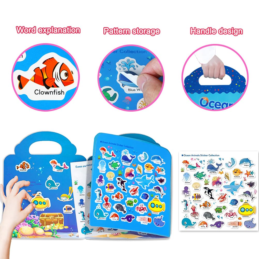RUSON Sticker Book with portable handle and storage pocket for travel.