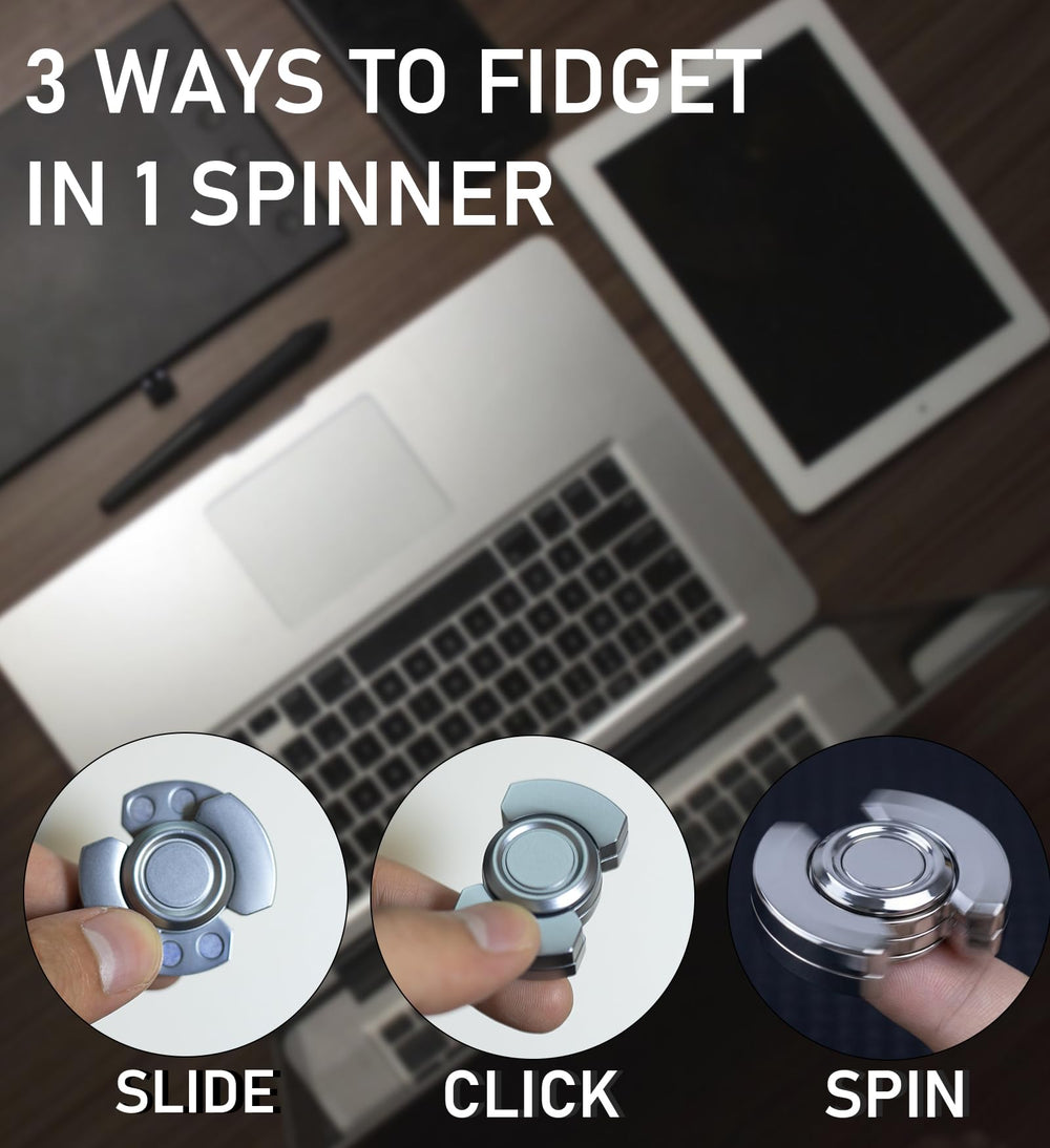 Rutanshenn metal 3-in-1 spinner close view highlights spins, clicks, and slides.