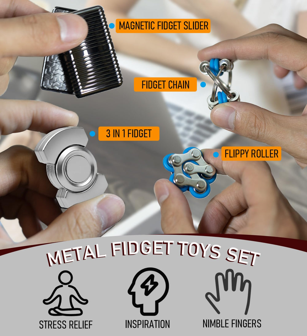 Rutanshenn metal fidget chain toy wrap demonstrates tactile play to reduce restlessness.