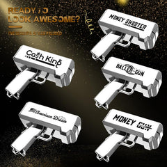 RUVINCE Money Gun with toy paper inserted for easy loading.