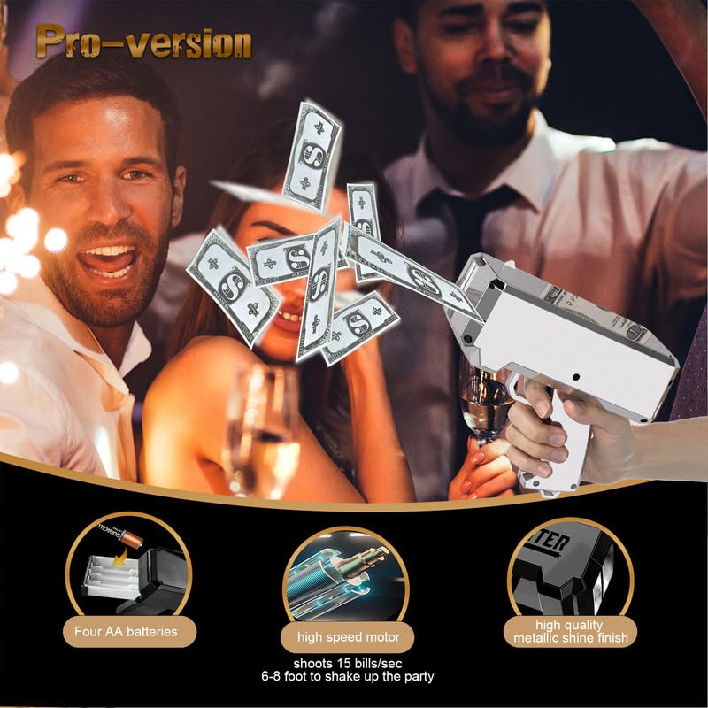 RUVINCE Money Gun realistic-shine enhances party ambience.