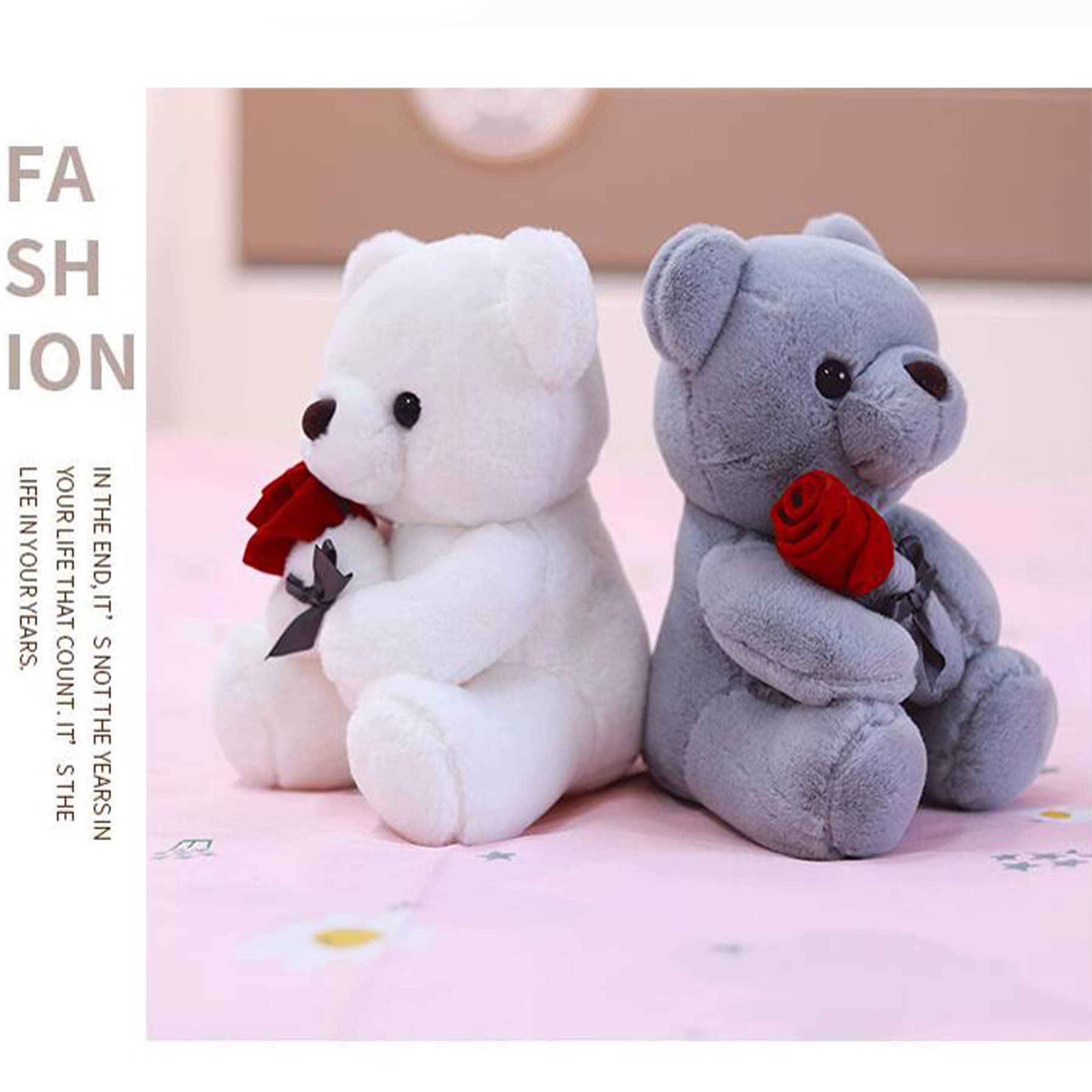Ruzucoda teddy gray side view, compact 9-inch keepsake for loved ones