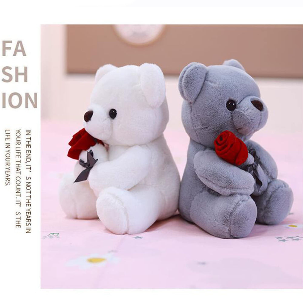 Ruzucoda teddy gray side view, compact 9-inch keepsake for loved ones