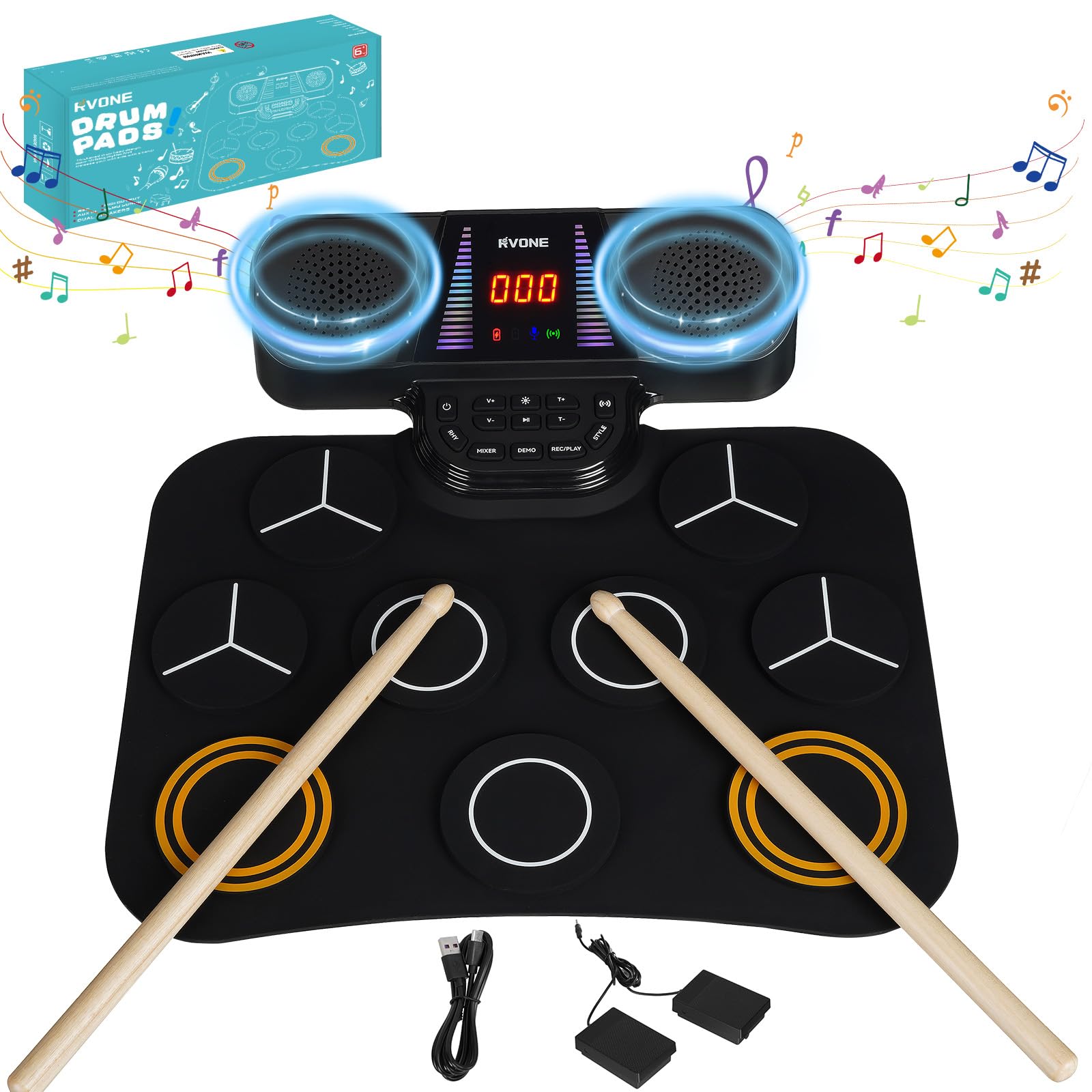 RVONE kids drum set makes a thoughtful gift for birthdays or holidays.
