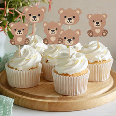 Rweseo Beary first birthday cupcake toppers add a sweet bear touch to cupcakes.