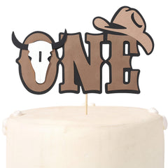 Rweseo My First Rodeo cowboy figure cake topper enhances the cake centerpiece