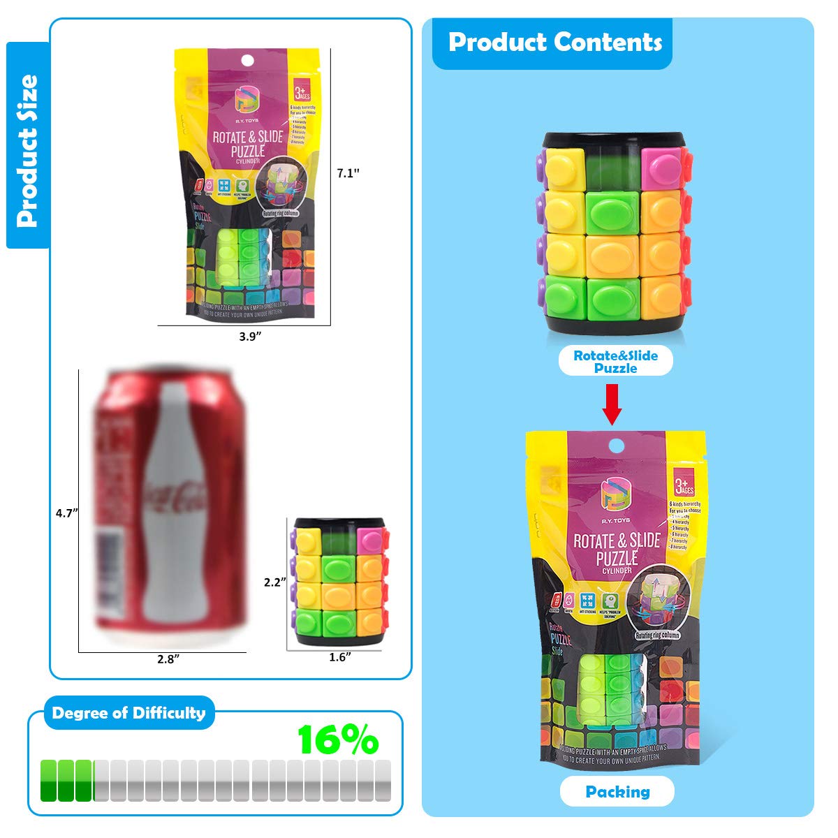 R.Y.TOYS Colorful fidget cube gift-ready for kids and adults.