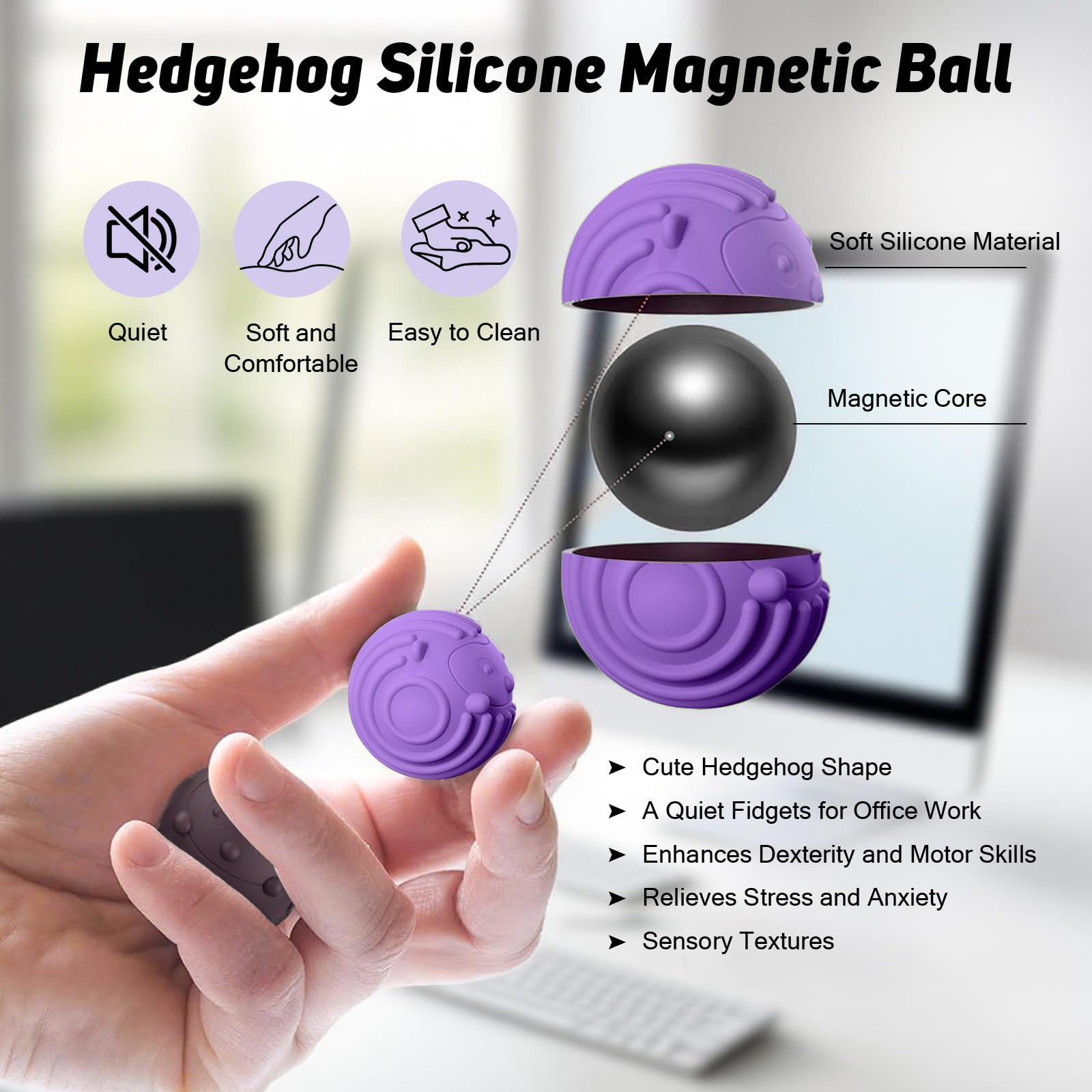 Ryaco magnetic fidget balls close-up showing silicone texture for tactile relief