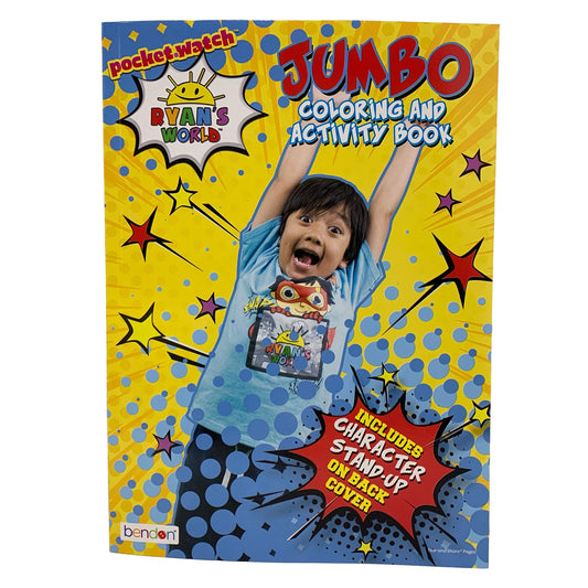 Ryan's World coloring book cover showing a playful theme, ideal for at-home creative coloring