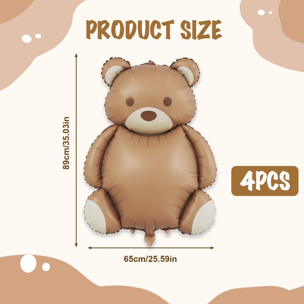 Ryetvok bear balloons brown matte foil ideal for baby showers.