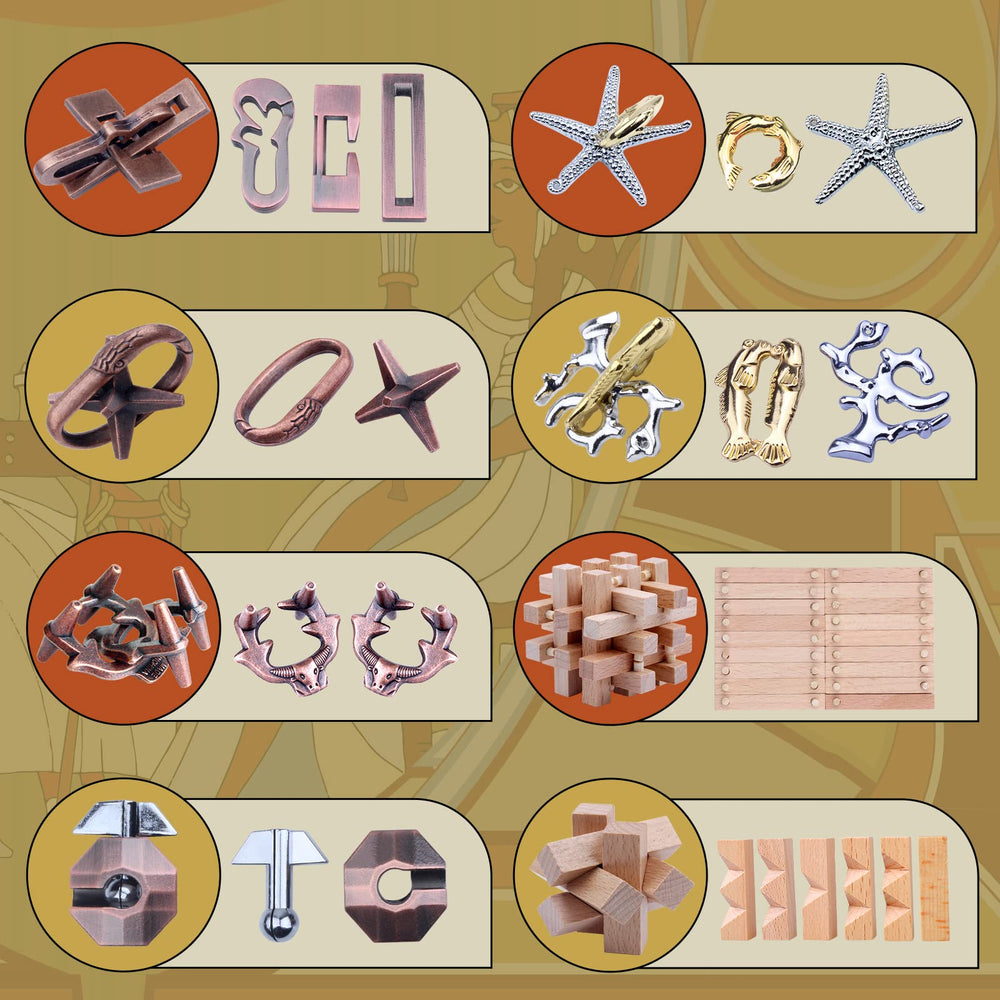 RLYLF 3D brain teaser puzzle with wooden and metal parts for hands-on concentration.