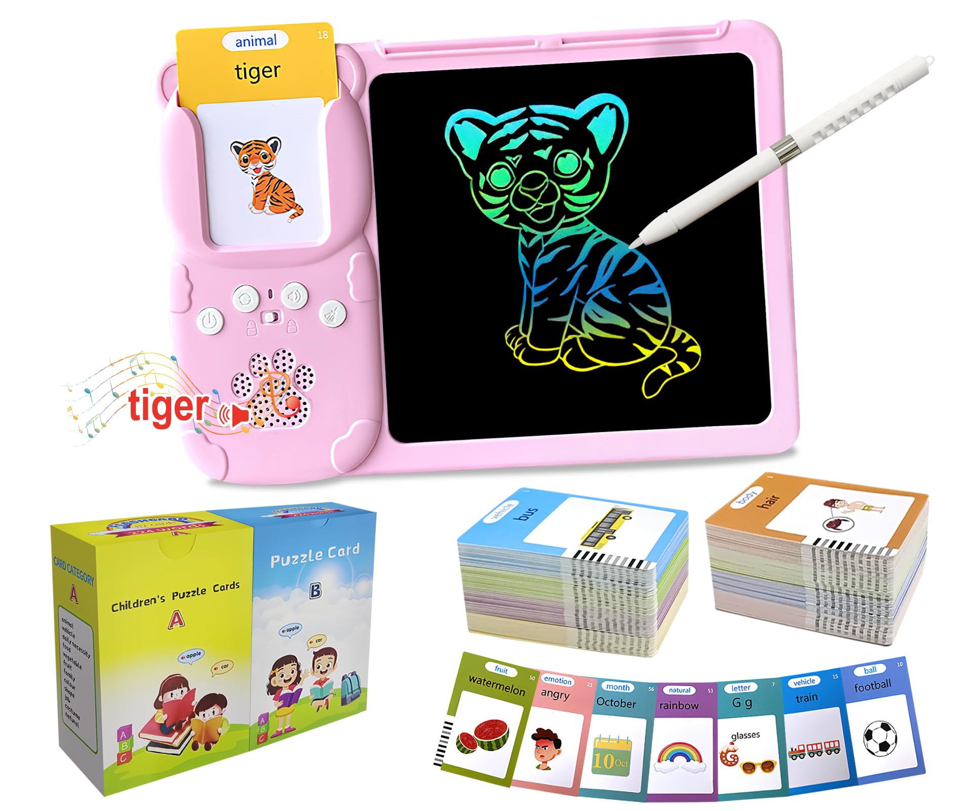 Rylai talking flash cards pink cover for engaging early words learning