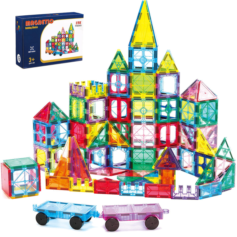 Ryoichi 138PCS magnetic tiles set in vibrant colors for creative building.
