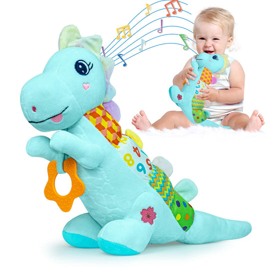 Ryotagift Baby Dino musical head with crinkle paper and music for soothing play