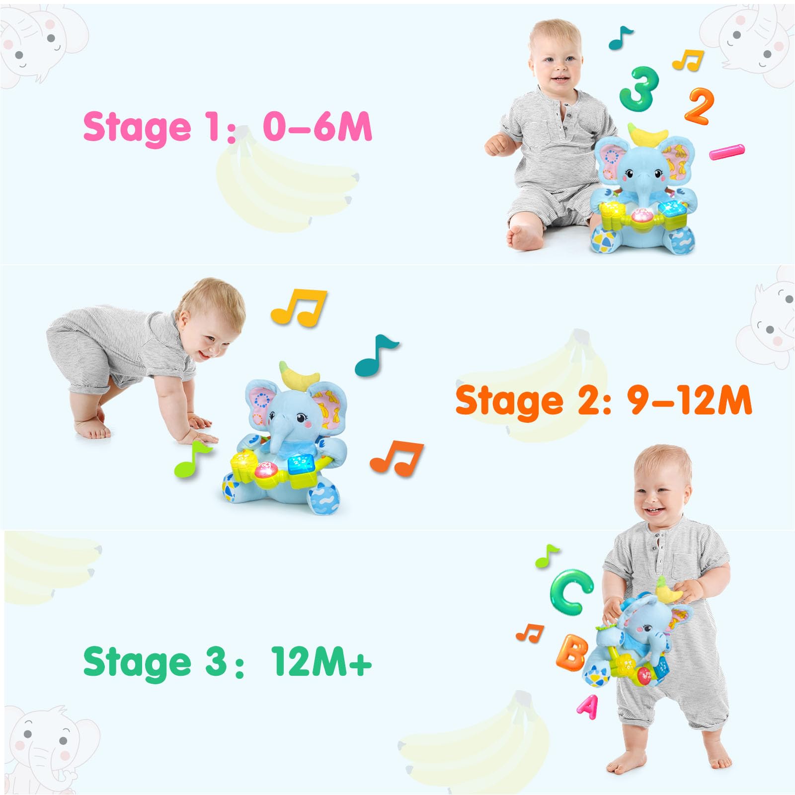 Ryotagift elephant teaches letters and numbers through playful bilingual interactions