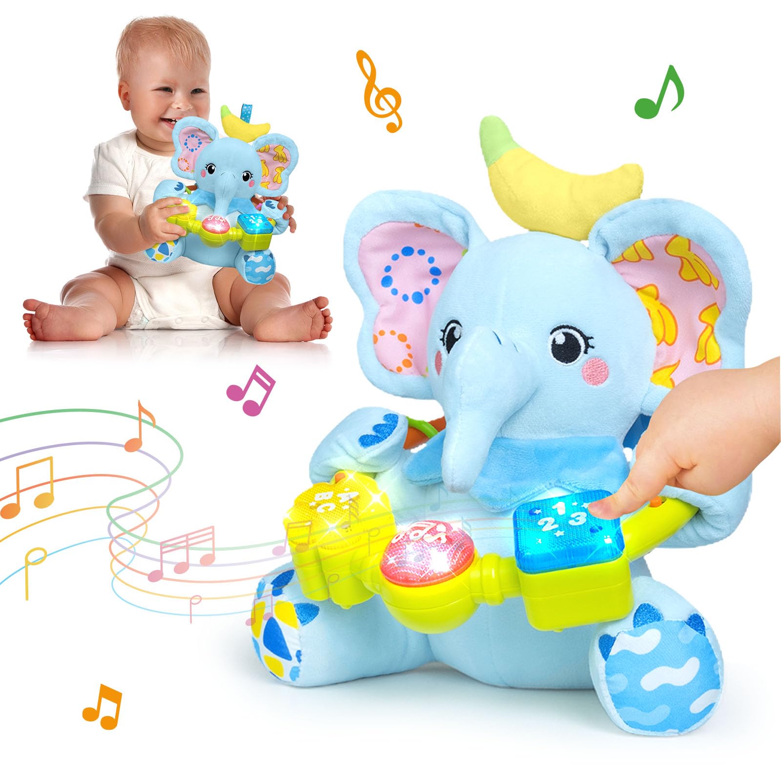 Ryotagift elephant toy with lights and music for engaging baby play