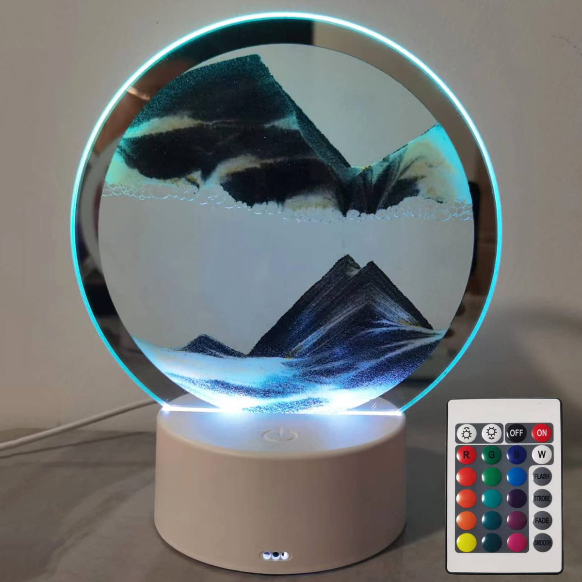 Rysnwsu Moving Sand Art Round Glass: 3D deep-sea sandscape for calming desk decoration