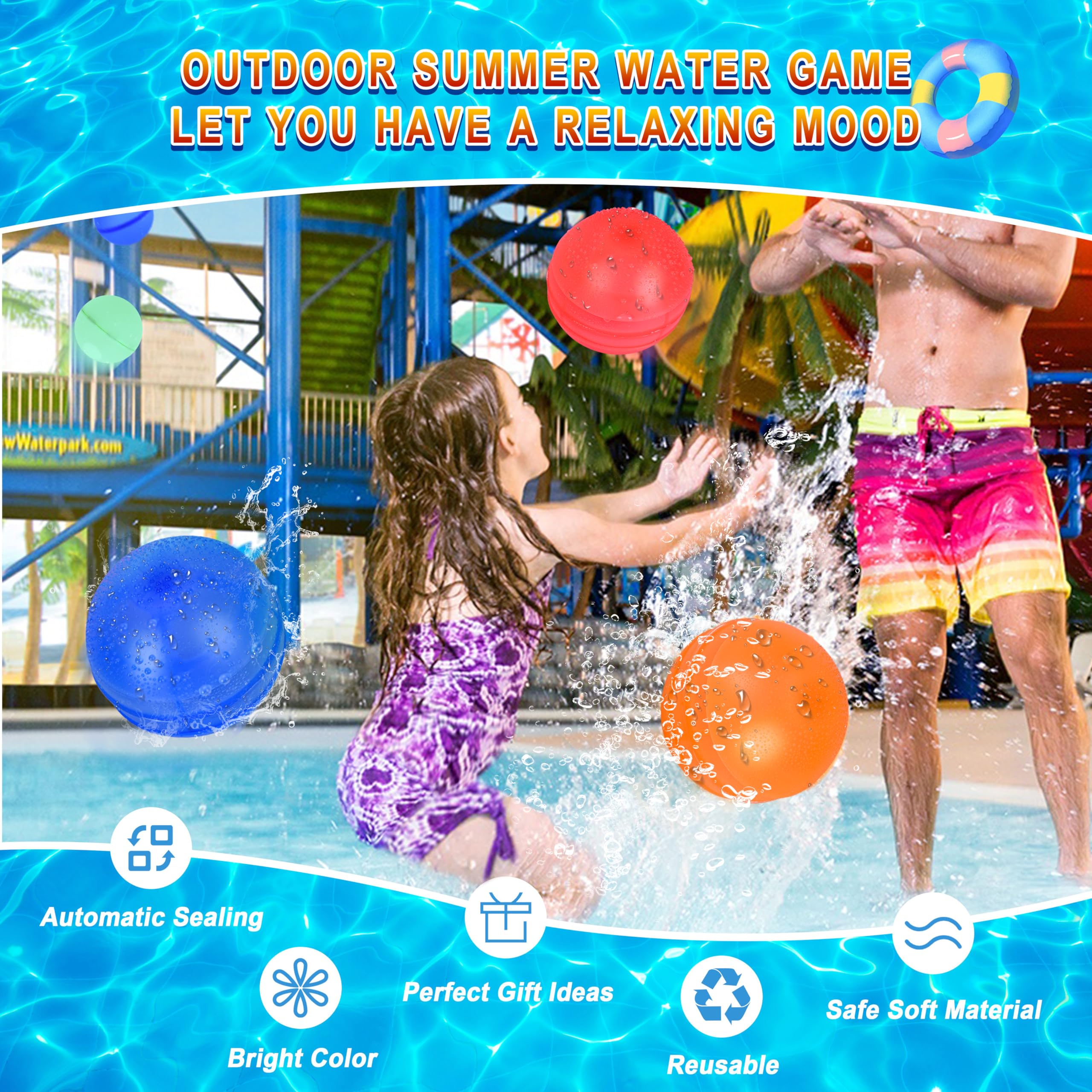RYTABEE gift ready reusable water balloons for kids ages 3 and up