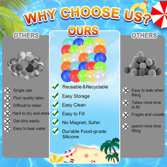 RYTABEE self-sealing silicone water balloons close-up highlighting safe closure