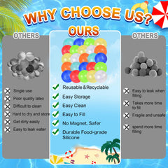 RYTABEE self-sealing silicone water balloons close-up highlighting safe closure