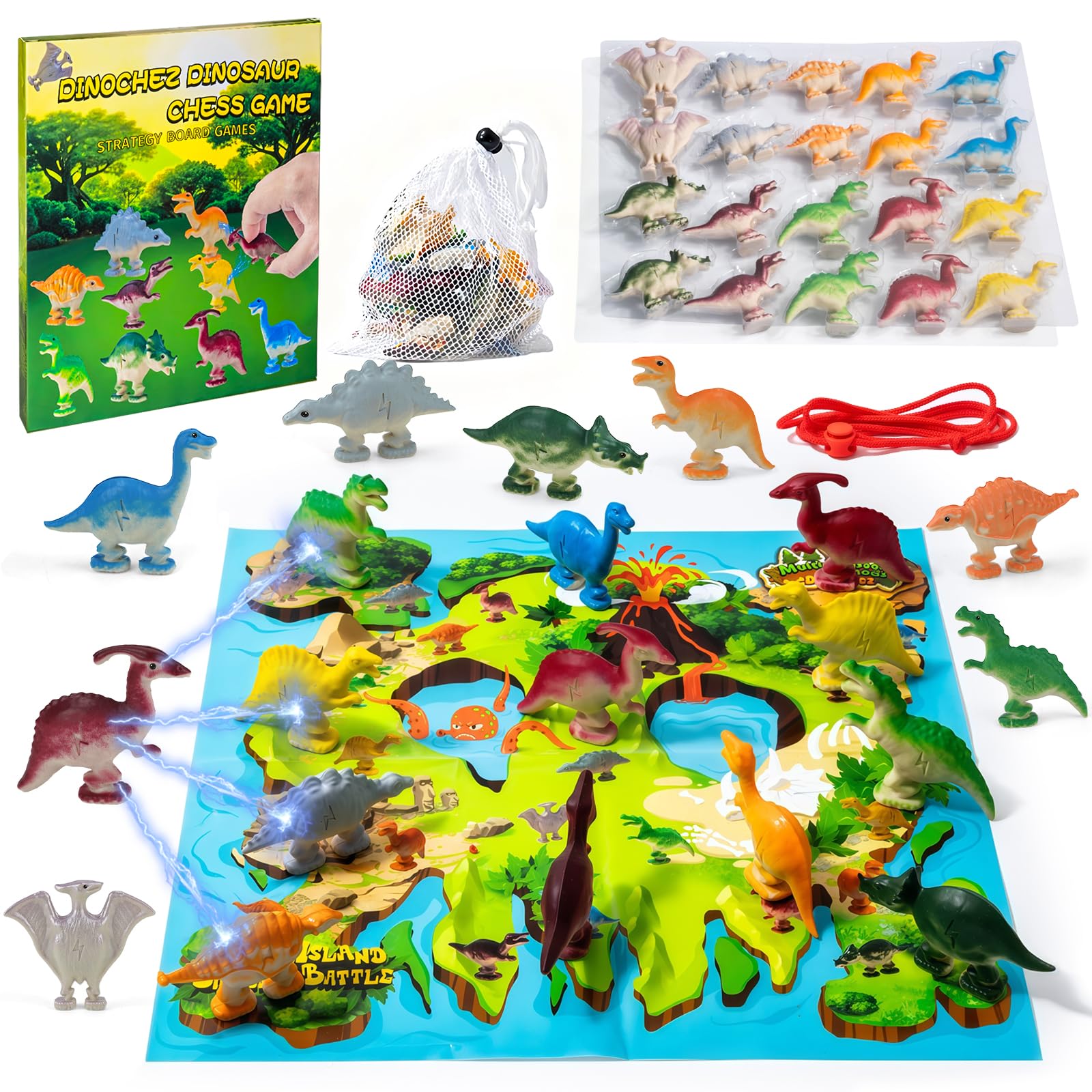 Rytopt Dinochez Dinosaur Chess Set: 20 pieces for family-friendly strategy play.