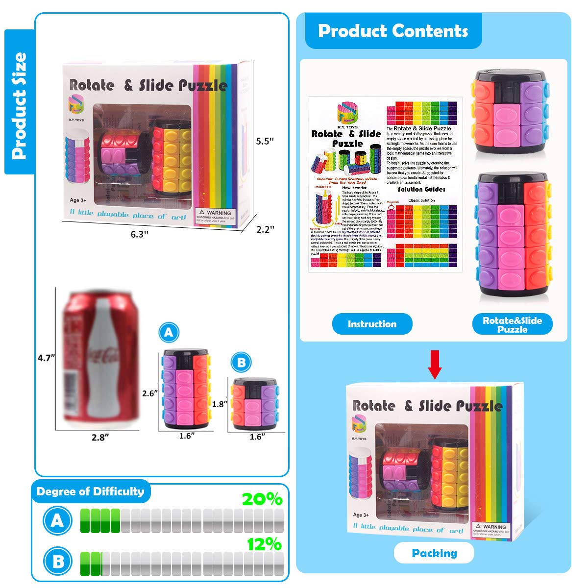 R.Y.TOYS 3D cube stimulates patience and fine motor skills during quiet breaks.