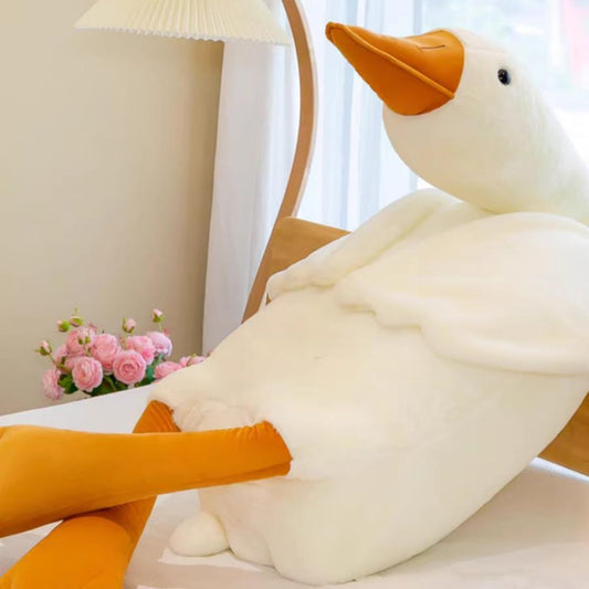 Ryttir Giant Goose Plush 35-inch hug pillow, smooth support for naps and movies.