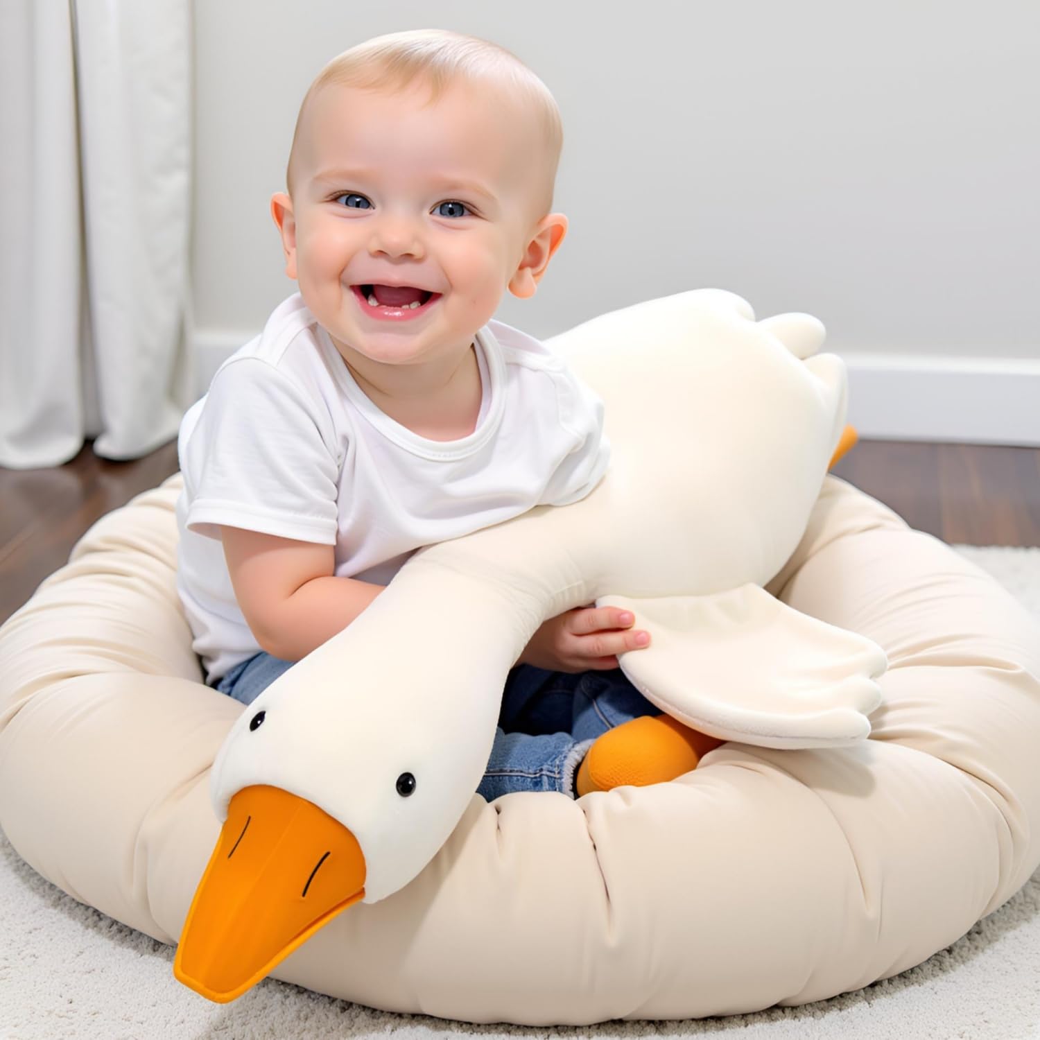 Ryttir Giant Goose Plush ultrasoft materials, inviting gentle touch and lasting comfort.
