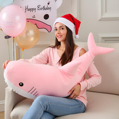 Ryttir shark plush used as a playful decor accent in a kids' room.