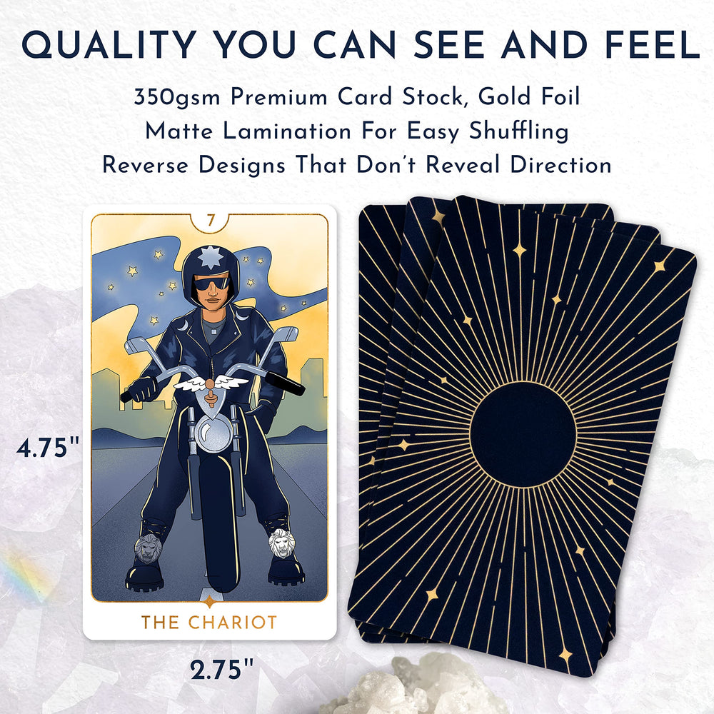 RYVE Awaken tarot cards back, featuring the clever asymmetric design for reversed readings.