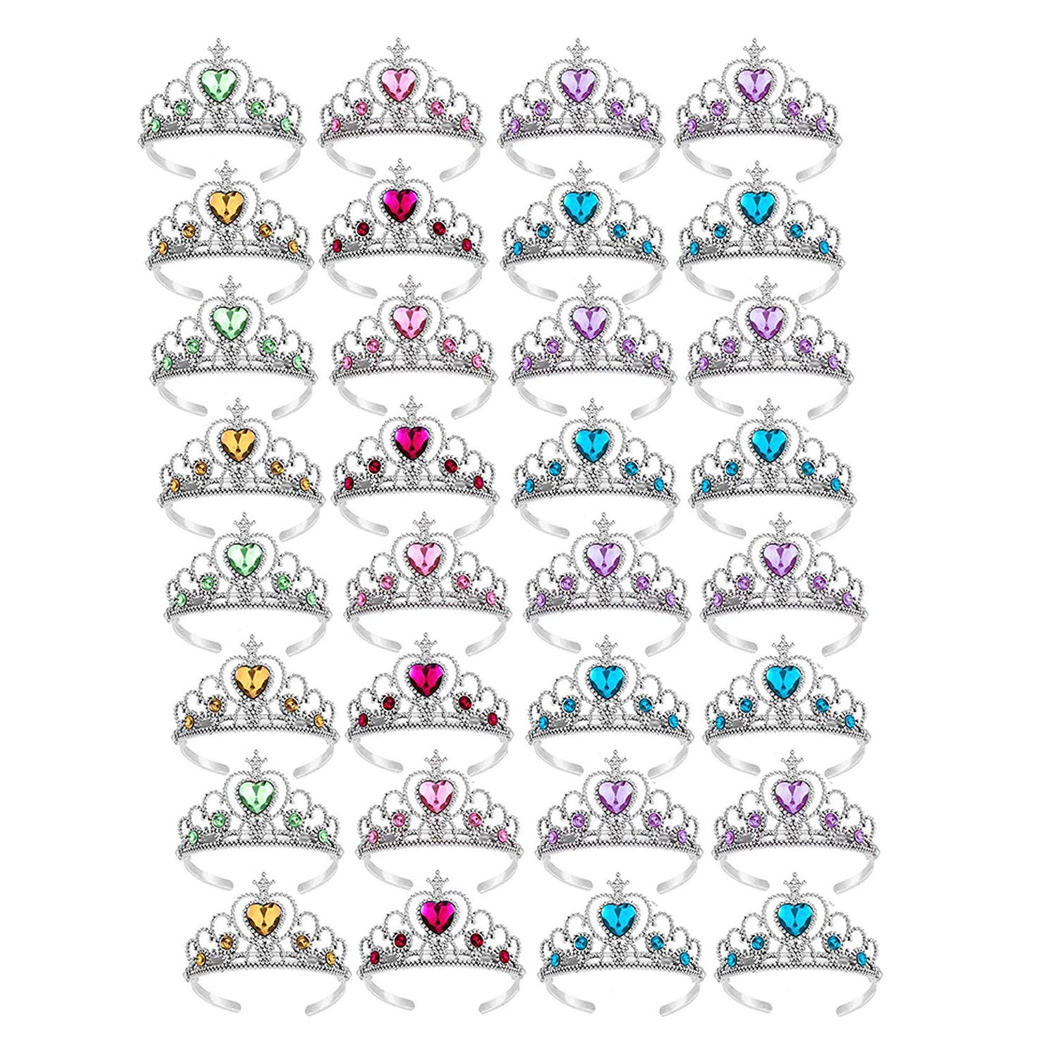 S & E TEACHER'S EDITION 32-piece tiaras packshot with glittery crowns for kids' dress-up.