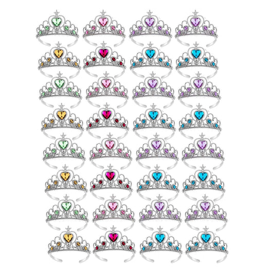 S & E TEACHER'S EDITION 32-piece tiaras packshot with glittery crowns for kids' dress-up.