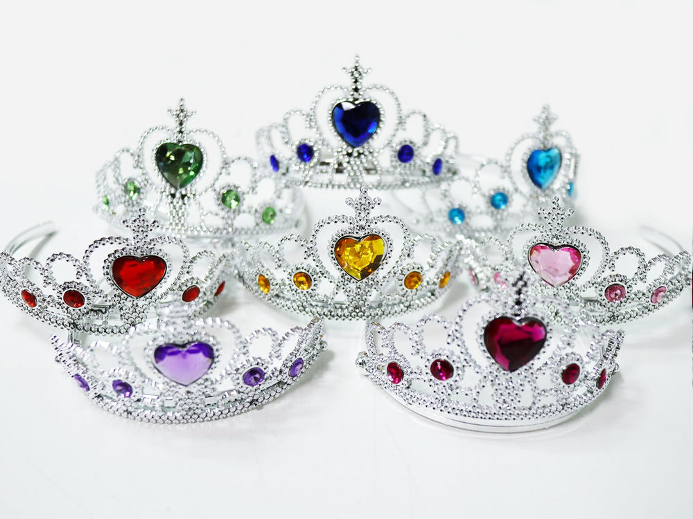 S & E TEACHER'S EDITION glittery princess crowns add sparkle to kids' party looks.