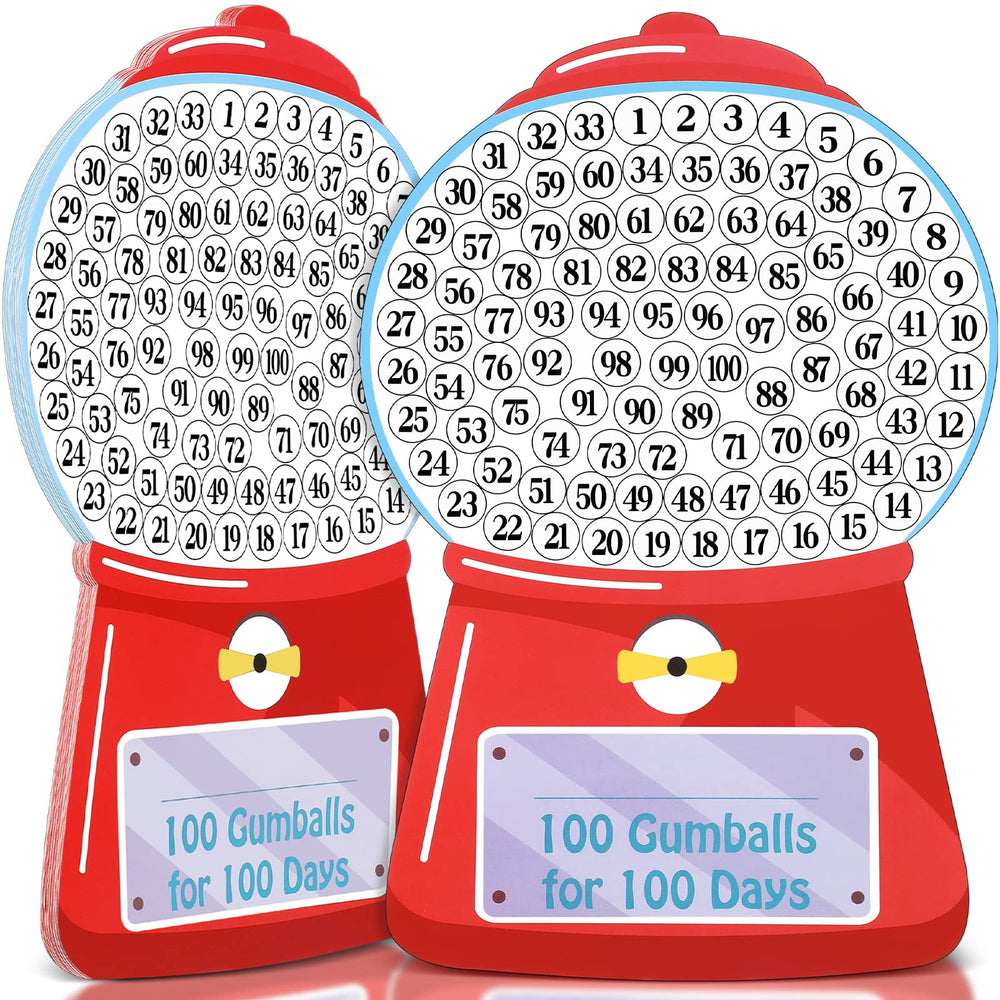 Sabary 100-days gumball machine worksheets for classroom celebration and DIY learning.