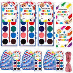 Sabary 18-pack Valentine watercolor set with gift cards for classroom gift exchanges.