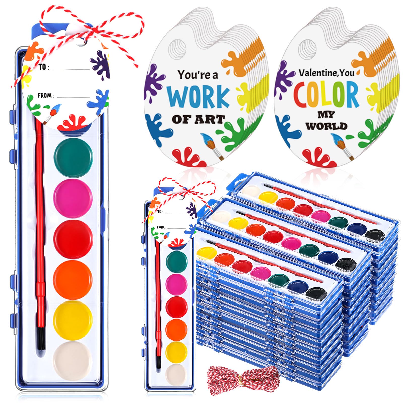 Sabary 30-pack watercolor paints set packaging with vibrant colors for party favors.