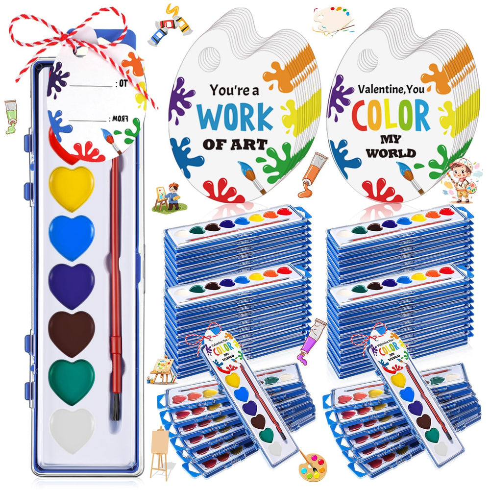 Sabary heart-shaped watercolor paints set for kids' art projects with bold colors.