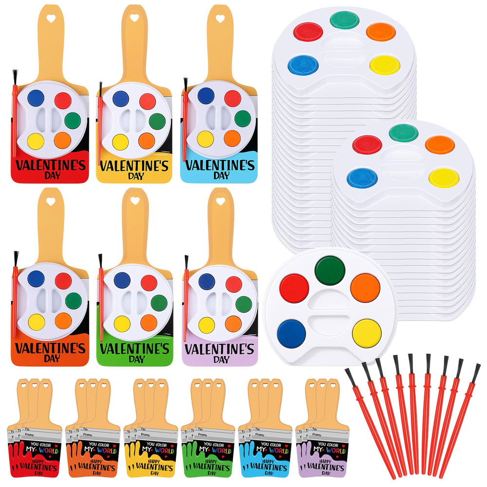 Sabary paint-brush valentines card set for gifting and classroom fun.