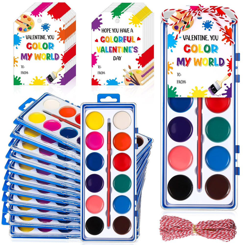 Sabary Valentine watercolor set with 24 packs for classroom art projects.