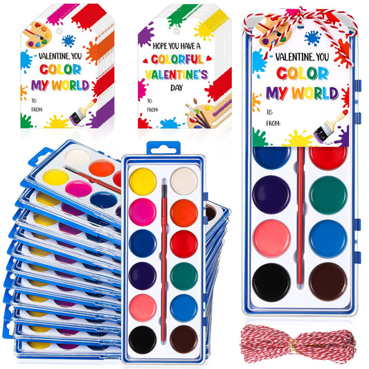 Sabary Valentine watercolor set with 24 packs for classroom art projects.