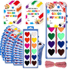 Sabary Valentines watercolor paint set packaging showing paints, cards, and rope for creative gifting